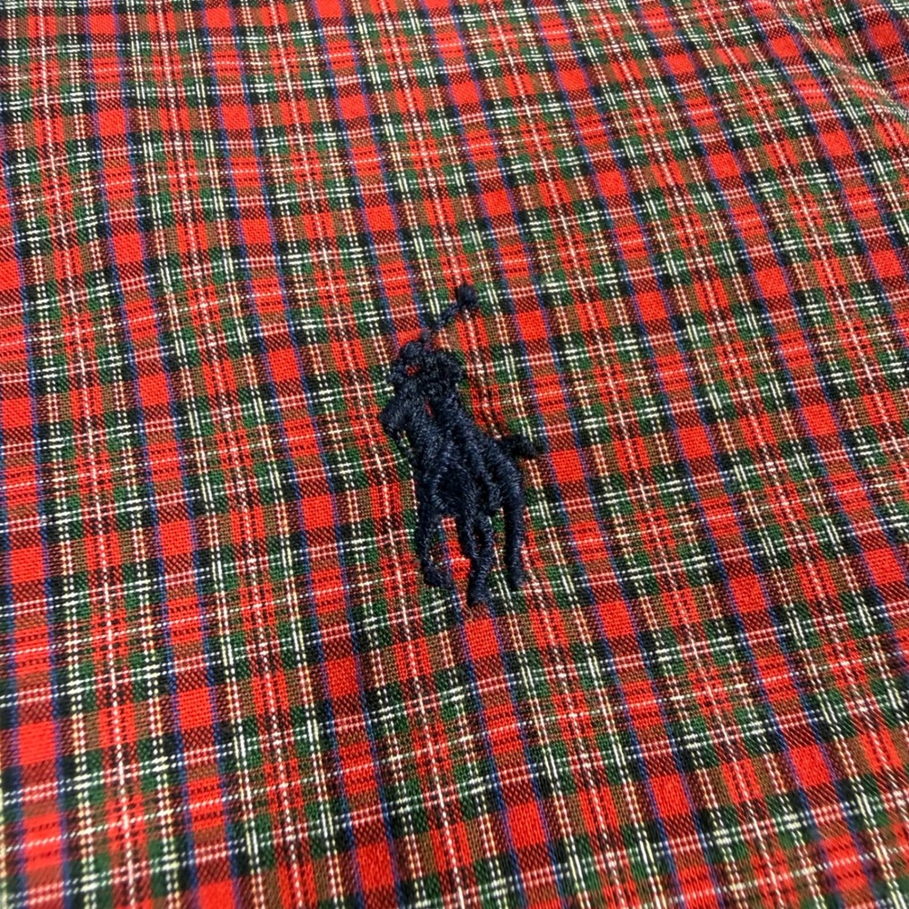 Ralph Lauren Yarmouth Mens 17 36/37 Red Plaid Cotton Button Down Shirt XL - Picture 3 of 9